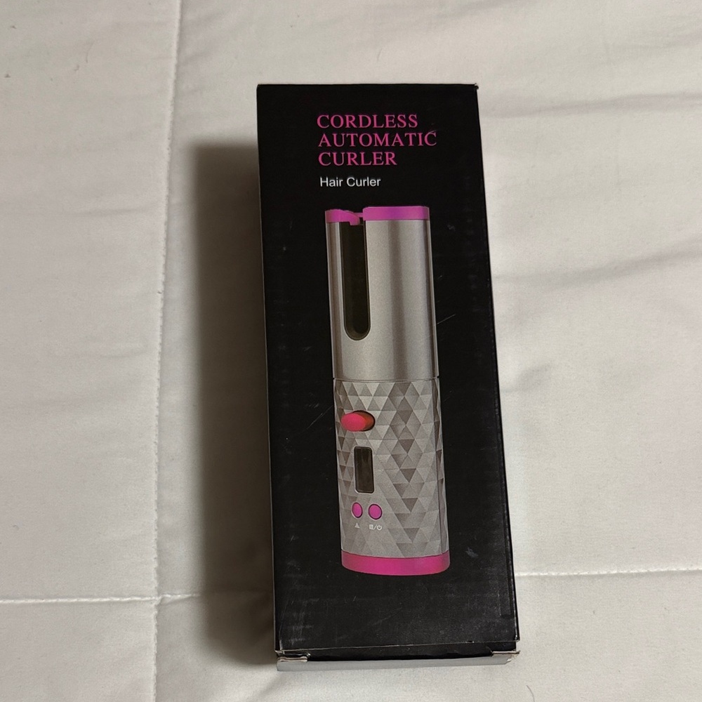 Cordless Automatic Hair Curler - Silver and Pink